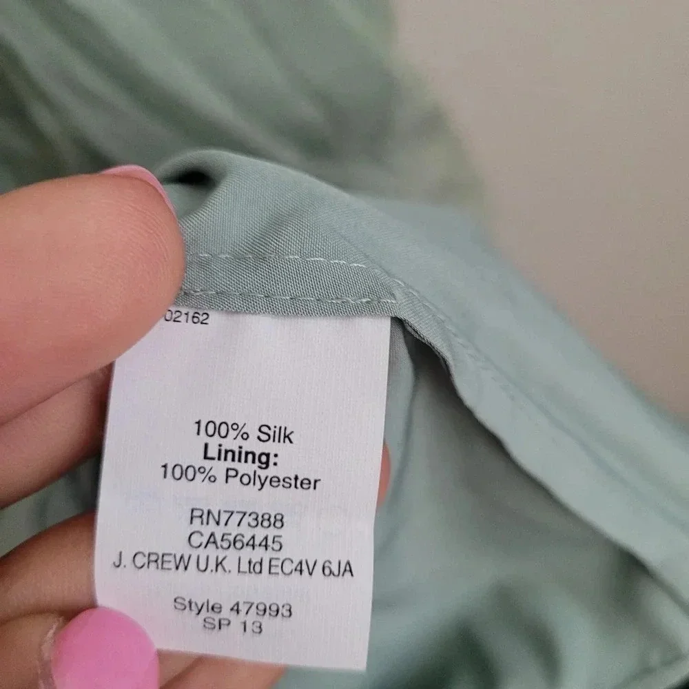 J.CREW Women's Mini Heidi Dress 4 Gray Solid 100% Silk Ruffle Sleeveless V-Neck